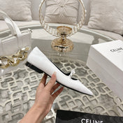 SUZY POINTY TOE BALLERINA IN WHITE PATENT CALFSKIN