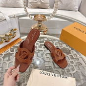 ISOLA FLAT SLIDE IN PENNY BROWN CALFSKIN