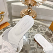 ISOLA FLAT SLIDE IN WHITE CALFSKIN