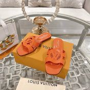 ISOLA FLAT SLIDE IN VIVID ORANGE CALFSKIN