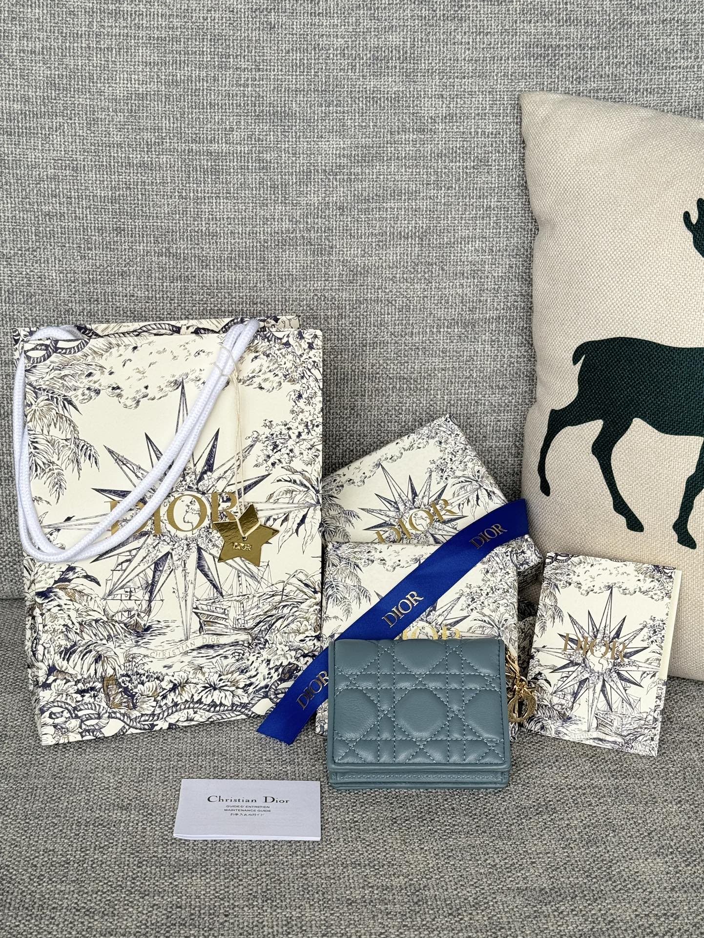 MINI LADY GARDENIA WALLET 11 IN SLATE GREY QUILTED CALFSKIN