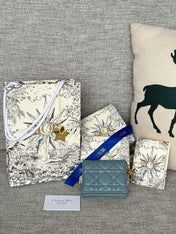 MINI LADY GARDENIA WALLET 11 IN SLATE GREY QUILTED CALFSKIN