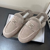 LOAFERS MULE IN DESERT BROWN SUEDE AND FLEECE LINING