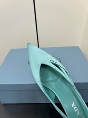 CUT-OUT BALLERINAS IN TURQUOISE BLUE SATIN