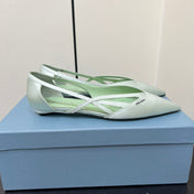 CUT-OUT BALLERINAS IN CHETWODE GREEN SATIN