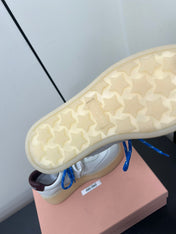 THICK-SOLED RETRO SNEAKERS IN WHITE MIX MERLOT SMOOTH LAMBSKIN