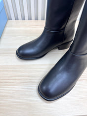 PRADA 25S LOW-CUT BOOTS IN BLACK LAMBSKIN