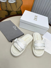 PLATFORM SLIDES 25S 50MM IN WHITE CALFSKIN AND ELECTRIC FABRIC