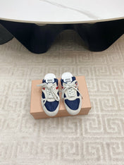 SNEAKER MULES IN NAVY MESH AND BEIGE SUEDE