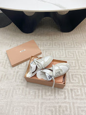 SNEAKER MULES IN WHITE MESH AND BEIGE SUEDE