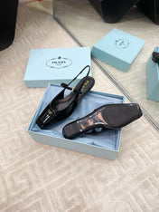 MARY JANE SLINGBACK SQUARE TOE IN BLACK PATENT SHEEPSKIN