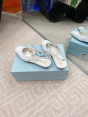 MARY JANE SLINGBACK SQUARE TOE IN WHITE PATENT SHEEPSKIN