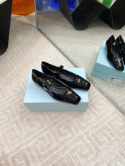 MARY JANE FLATS SQUARE TOE IN BLACK PATENT SHEEPSKIN