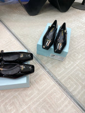 MARY JANE FLATS SQUARE TOE IN BLACK PATENT SHEEPSKIN