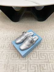 TASSEL MULES IN SILVER METALLIC LAMBSKIN