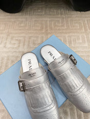 TASSEL MULES IN SILVER METALLIC LAMBSKIN