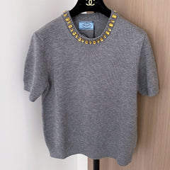 PRADA 25S BEADED CREW NECK SWEATER 322