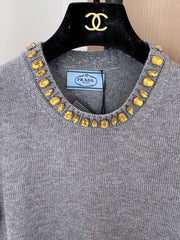 PRADA 25S BEADED CREW NECK SWEATER 322