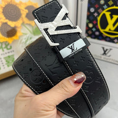 LV 25S BELT 38 MM IN BLACK CALFSKIN STAMP LOGO 593292