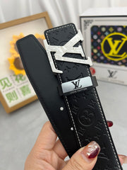 LV 25S BELT 38 MM IN BLACK CALFSKIN STAMP LOGO 593292