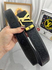 LV 25S BELT 38 MM IN BLACK CALFSKIN STAMP LOGO 593293