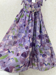 ZIMMERMANN LONG HERRINGBONE DRESS IN PLUM PURPLE 269379