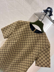 GG Beige Monogram Crystal Embellished Mini Dress