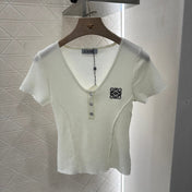 Loewe 25 T-Shirt V-Neck White Cotton