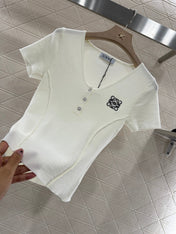 Loewe 25 T-Shirt V-Neck White Cotton