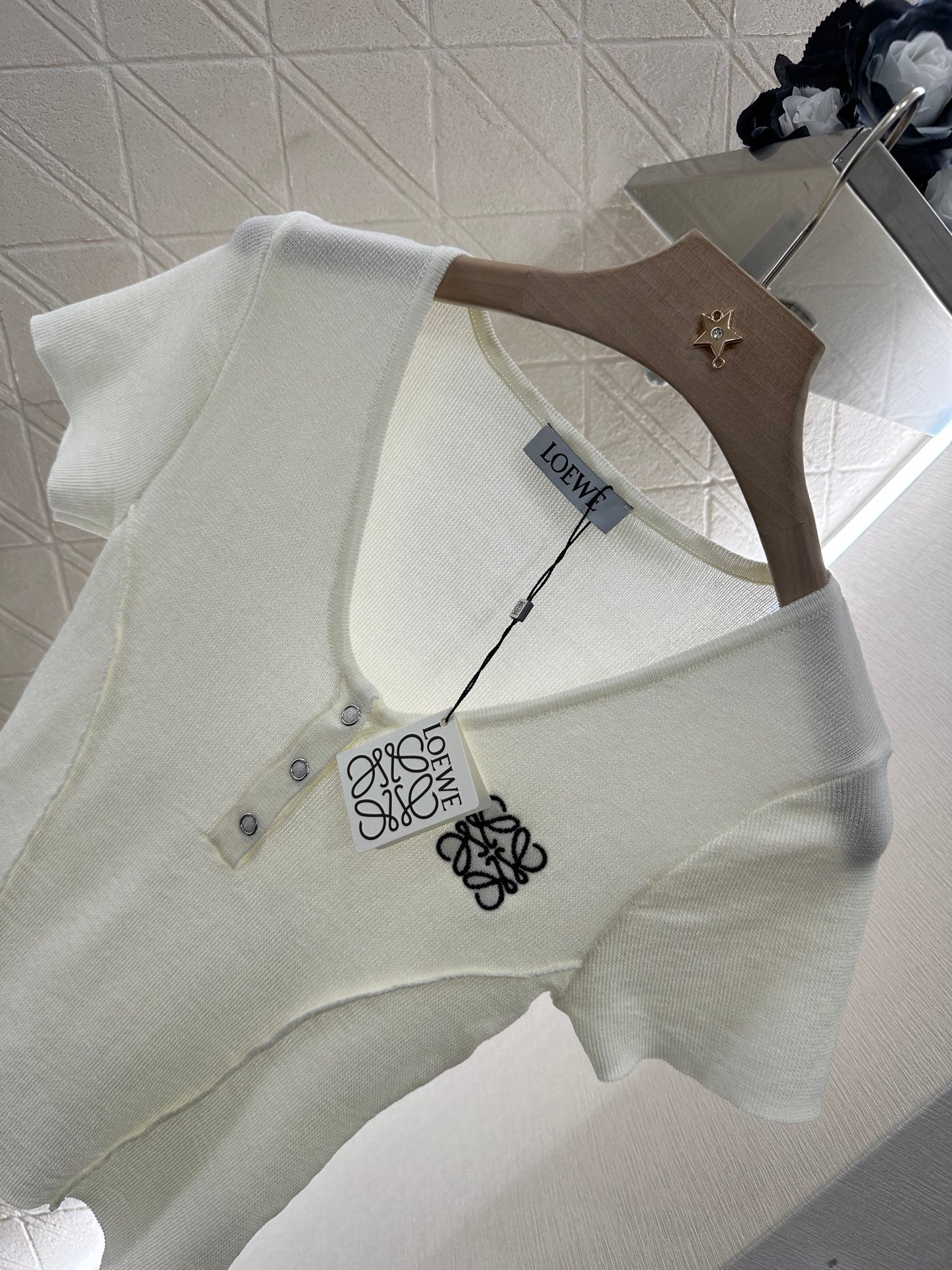 Loewe 25 T-Shirt V-Neck White Cotton