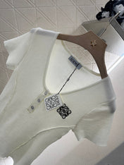 Loewe 25 T-Shirt V-Neck White Cotton