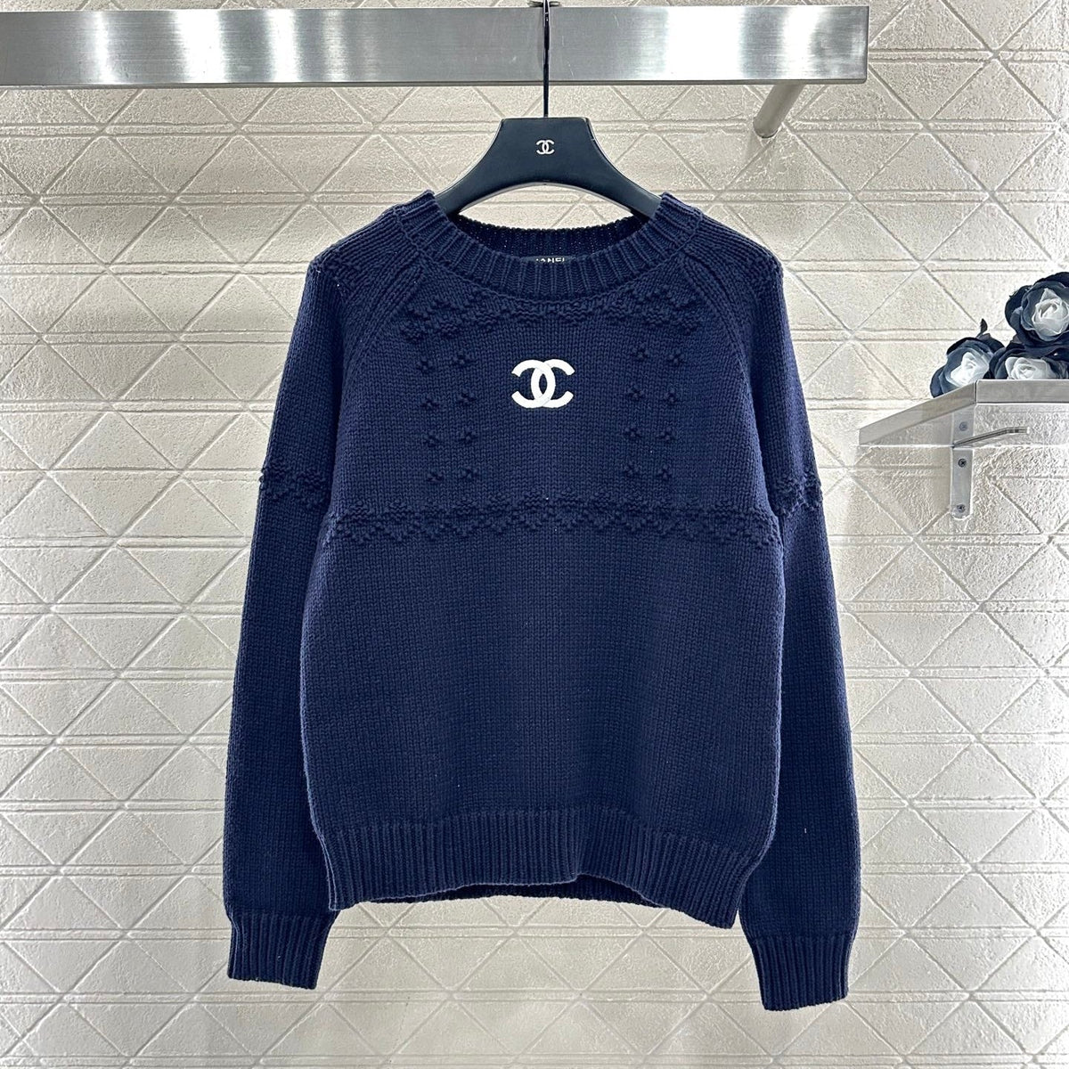 CHANEL 25S EMBROIDERED CROCHET SWEATER 348