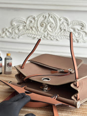 ZIP CABINE 31 BAG IN CHOCOLATE BROWN CANVAS AND BRONZE BROWN CALFSKIN