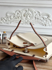 ZIP CABINE 31 BAG IN WHITE CREAM CANVAS AND BRONZE BROWN CALFSKIN