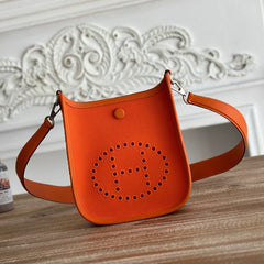 MINI NEO 17 EVELYNE BAG IN FIRE ORANGE CANVAS AND CALFSKIN