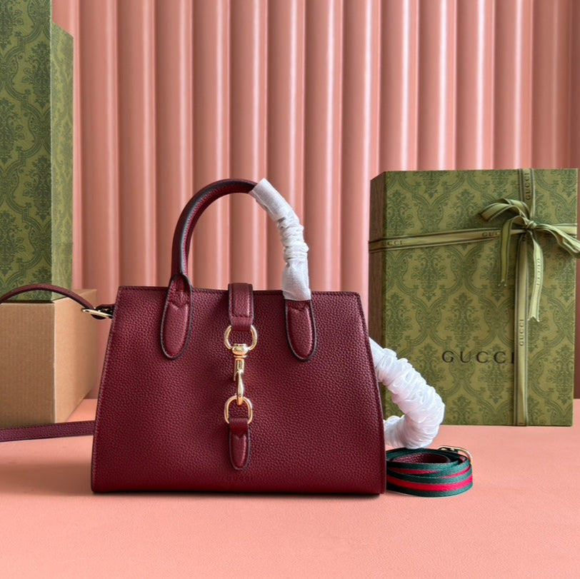 SMALL JACKIE TOTE 24 IN BURGUNDY LAMBSKIN