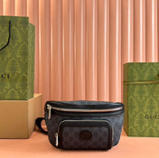 OPHIDIA BELT BAG 28 IN DARK GREY GG CALFSKIN