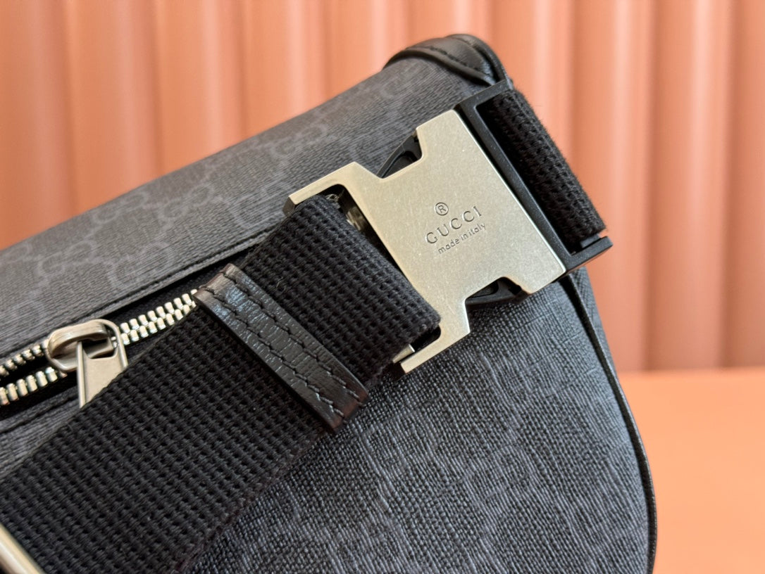 OPHIDIA BELT BAG 28 IN DARK GREY GG CALFSKIN