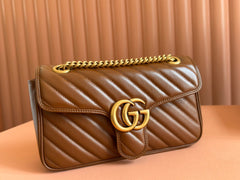 MARMONT MEDIUM SHOULDER BAG  26 IN BROWN MATELASSE CHEVRON LAMBSKIN