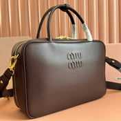 BEAU TOP HANDLE BAG 34 IN CEDAR BROWN SMOOTH CALFSKIN