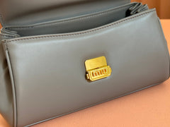 CHAIN SHOULDER BAG 24 IN SLATE GREY PATENT SMOOTH CALFSKIN