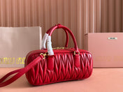 ARCADIE MATELASSÉ BAG 27 IN CERISE RED CALFSKIN GOLD HARDWARE