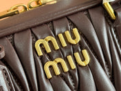 ARCADIE MATELASSÉ BAG 27 IN CONGO BROWN CALFSKIN GOLD HARDWARE