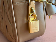 ARCADIE MATELASSÉ BAG 24 IN BROWN LAMBSKIN GOLD HARDWARE