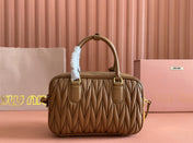 ARCADIE MATELASSÉ BAG 24 IN BROWN LAMBSKIN GOLD HARDWARE