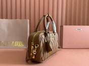ARCADIE MATELASSÉ BAG 24 IN BROWN LAMBSKIN GOLD HARDWARE