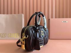 ARCADIE MATELASSÉ BAG 19 IN CHESTNUT BROWN LAMBSKIN GOLD HARDWARE