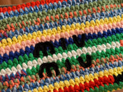 CROCHET SHOULDER BAG 25.5 COLORFUL WOOL WITH BROWN STRAP CALFSKIN