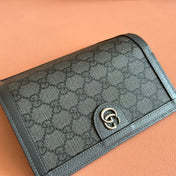 OPHIDIA CARD CASE 19 IN DARK GREY COATED FABRIC AND CALFSKIN