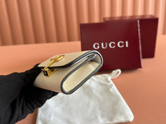 SOFTBIT CARD CASE 10.5 IN WHITE GRAINY CALFSKIN GOLD HARDWARE